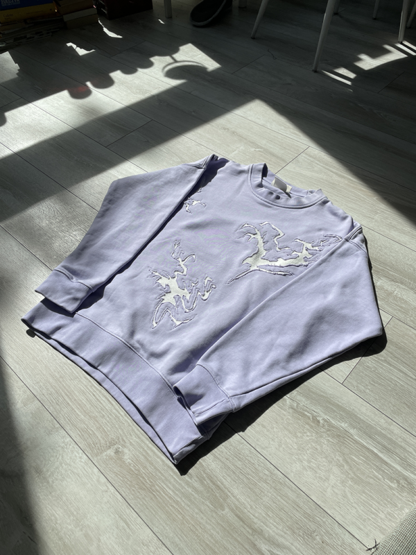 Fioletowa Bluza z Wycięciami Upcycled