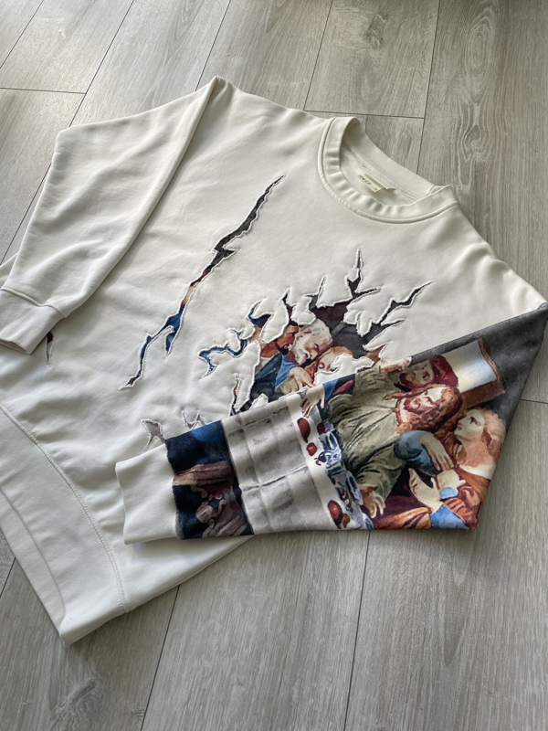 Biały Crewneck Ostatnia Wieczerza Upcycling M - obrazek 2