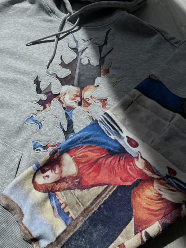 Szara Bluza Ostatnia Wieczerza Upcycled L - obrazek 2